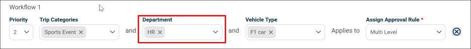 department drop-down for workflow